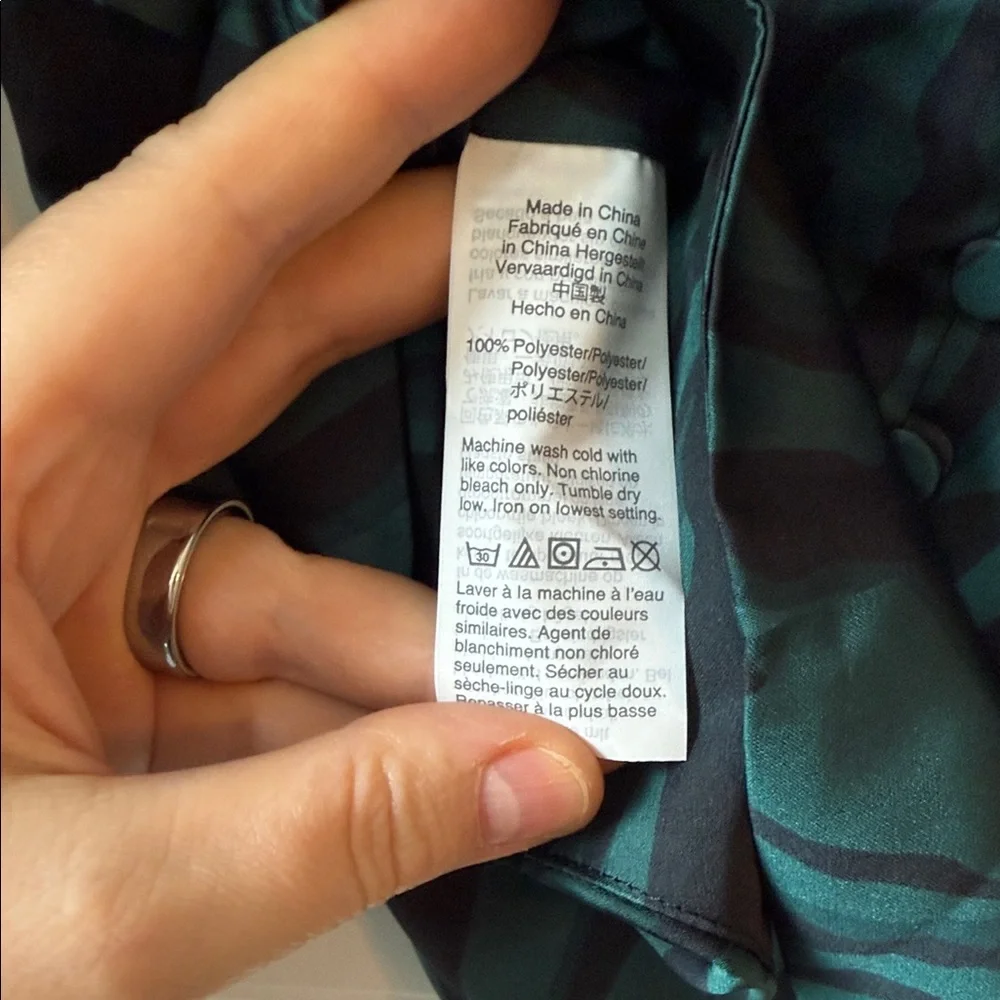 NWT J. Crew Green and Black Zebra Print Blouse